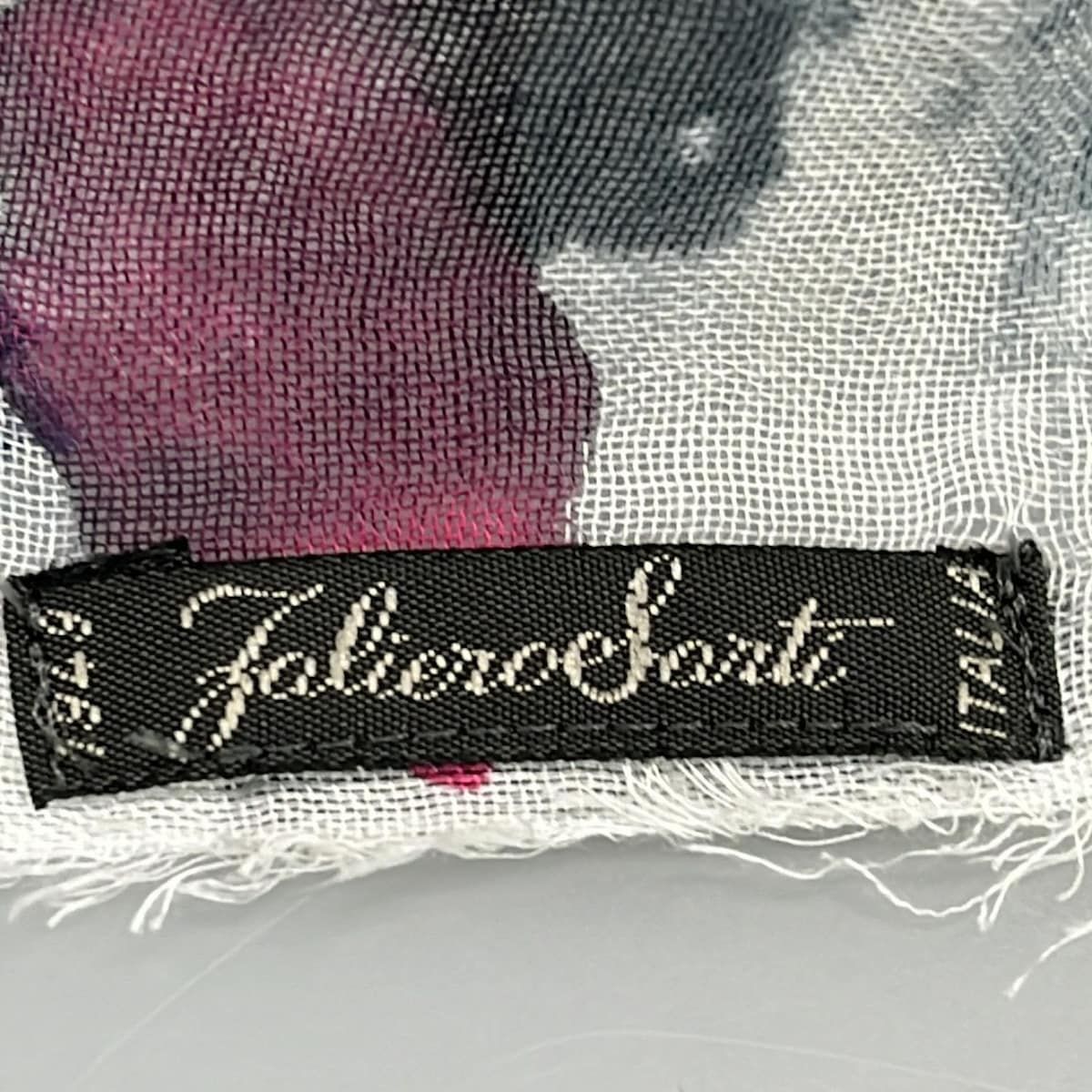 Falierosarti ファリエロサルティ ストール ショール - 白×ダークネイビー×マルチ シルク