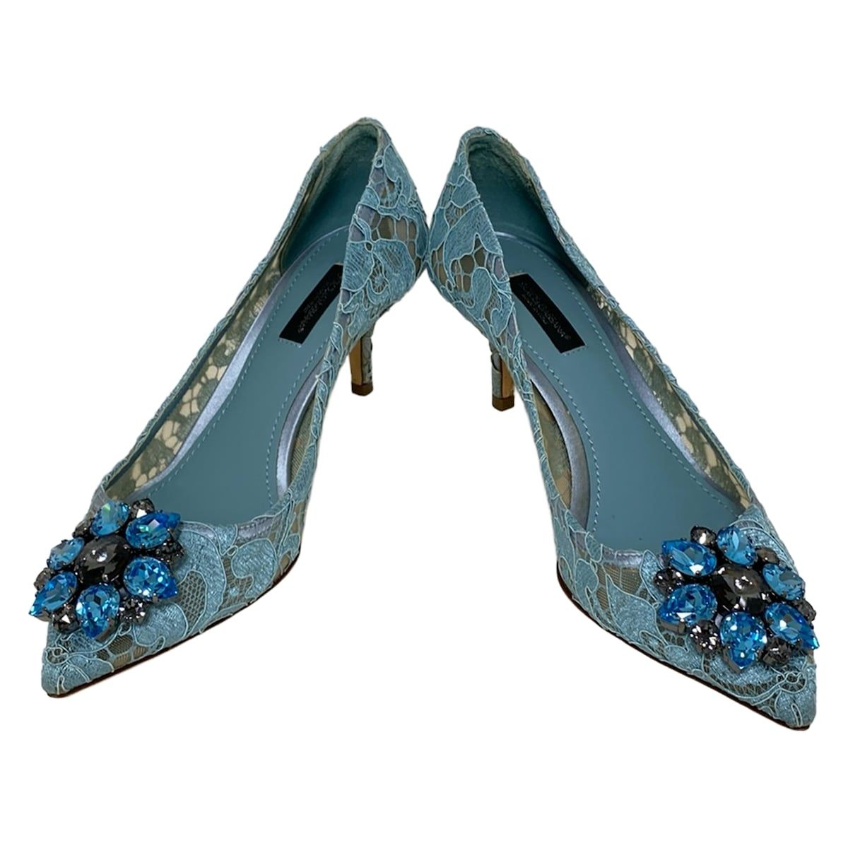 DOLCE-GABBANA ドルチェアンドガッバーナ パンプス 361 2 レディース - ライトブルー レース ビジュー
