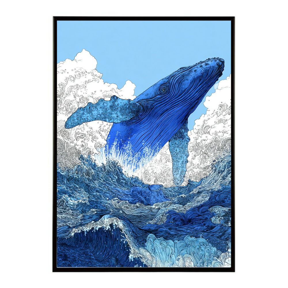 A0サイズ（約84x119cm）】【lm-poster-4598】【フレーム付き】クジラ