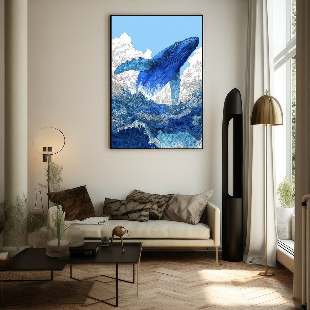 B1サイズ（約73x103cm）】【lm-poster-4598】【フレーム付き】クジラ