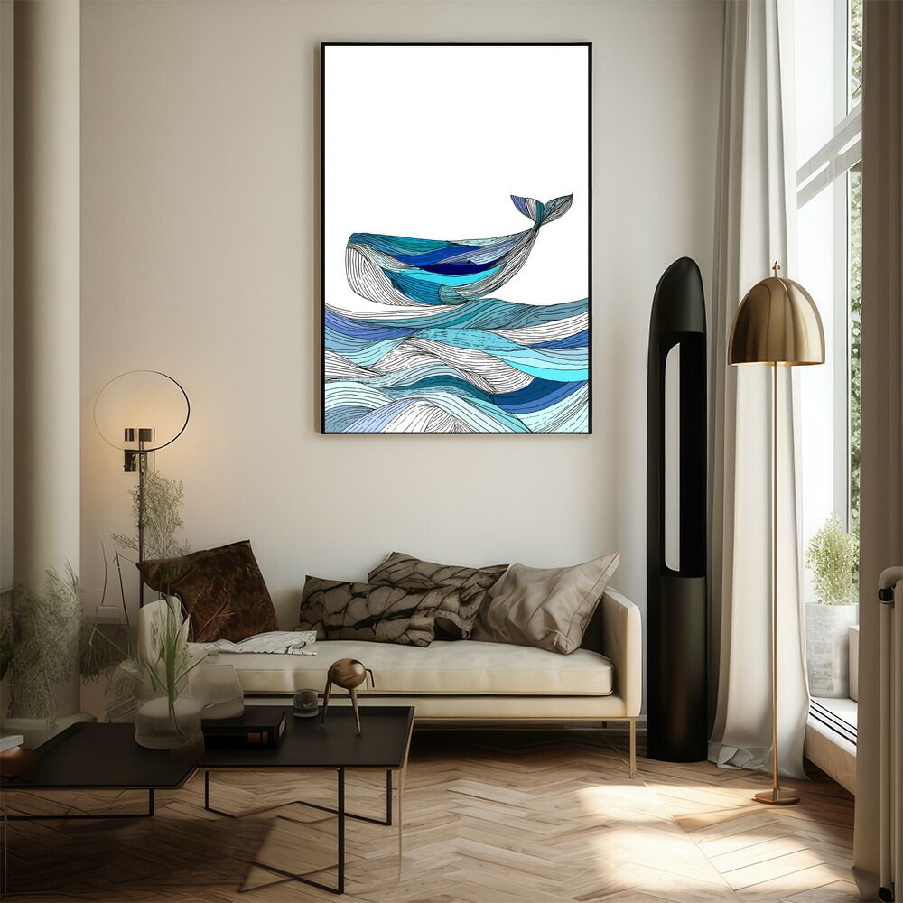 A2サイズ（約42x59cm）】【lm-poster-4600】【フレーム付き】クジラ