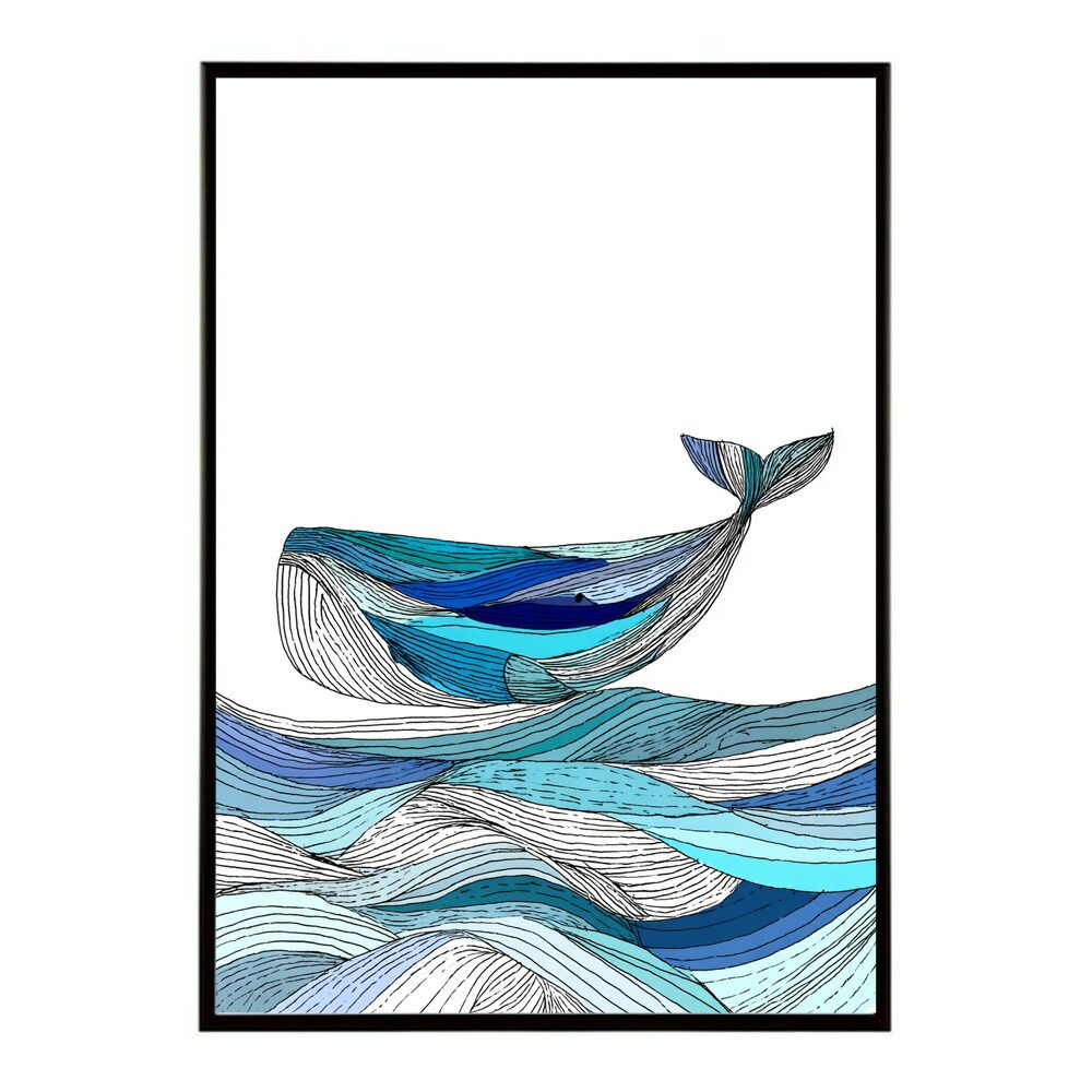 A1サイズ（約59x84cm）】【lm-poster-4509】【フレーム付き】クジラ
