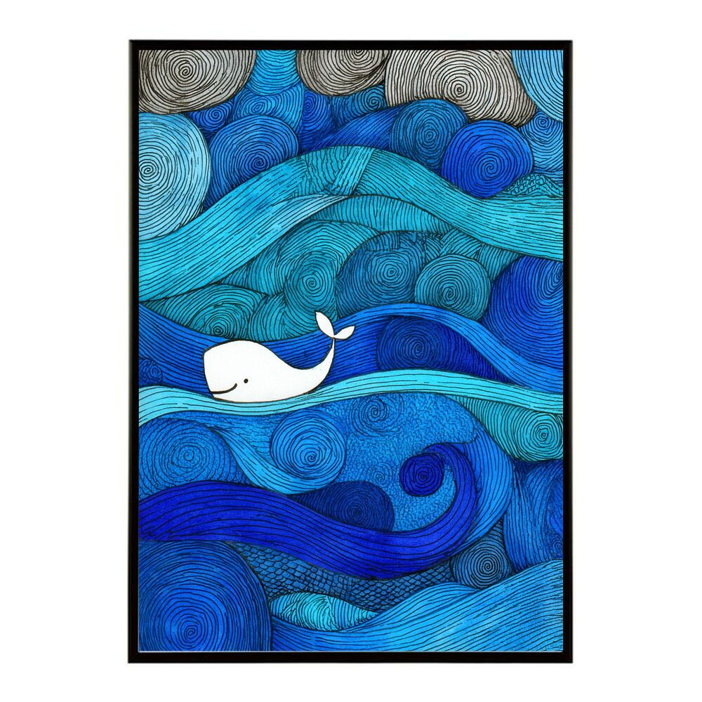 B2サイズ（約51x73cm）】【lm-poster-4466】【フレーム付き】クジラ