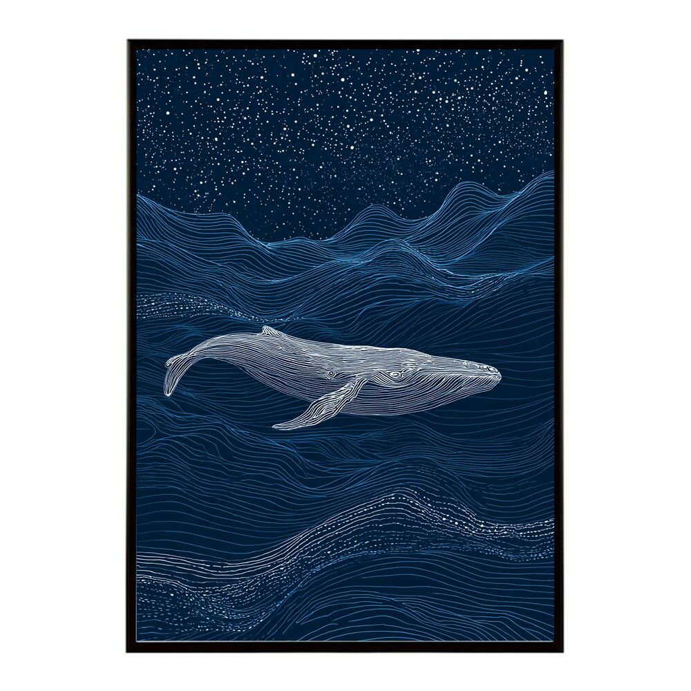 B2サイズ（約51x73cm）】【lm-poster-4569】【フレーム付き】クジラ