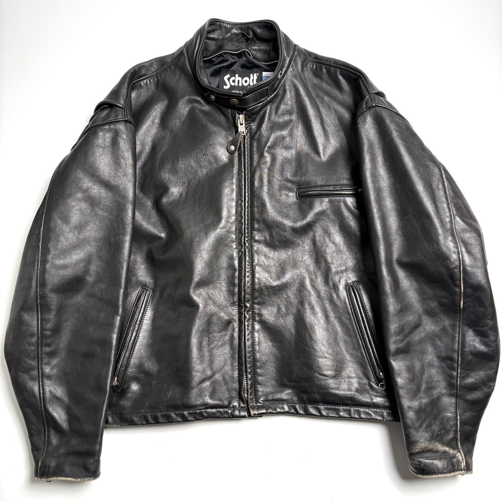 米国製 Schott レザー ライダースジャケット 黒 54 キングサイズ 641 シングル