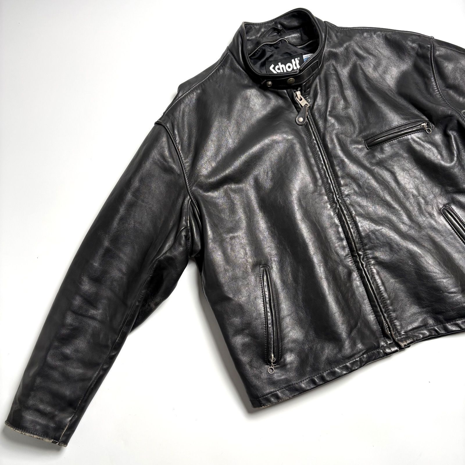 米国製】Schott レザー ライダースジャケット 黒 54 キングサイズ 641