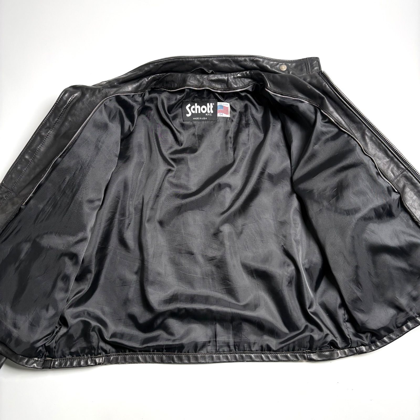米国製】Schott レザー ライダースジャケット 黒 54 キングサイズ 641