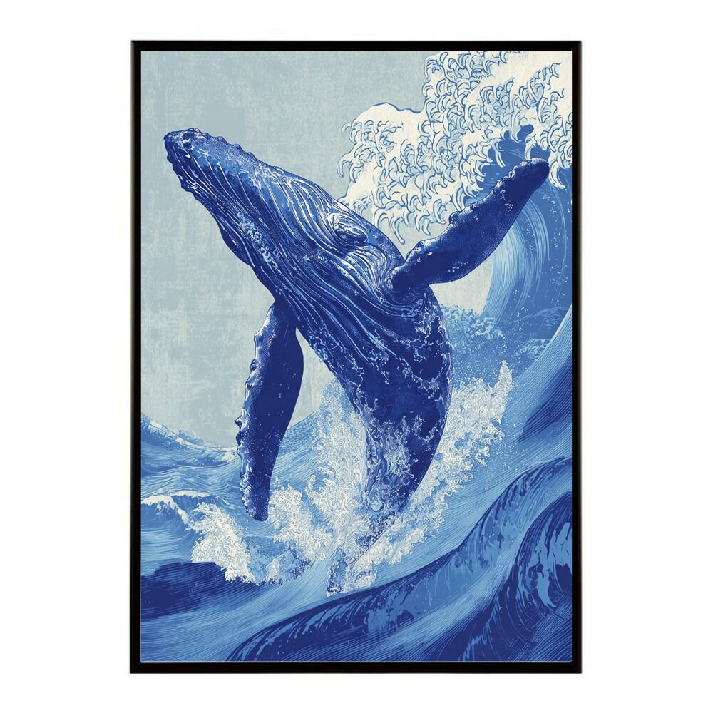 B2サイズ（約51x73cm）】【lm-poster-4605】【フレーム付き】クジラ