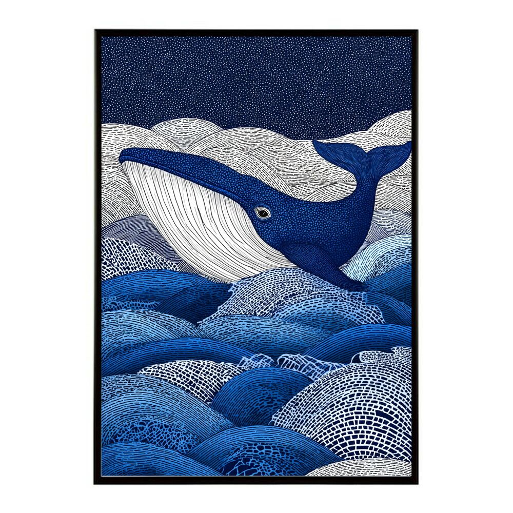 B4サイズ（約25x36cm）】【lm-poster-4608】【フレーム付き】クジラ