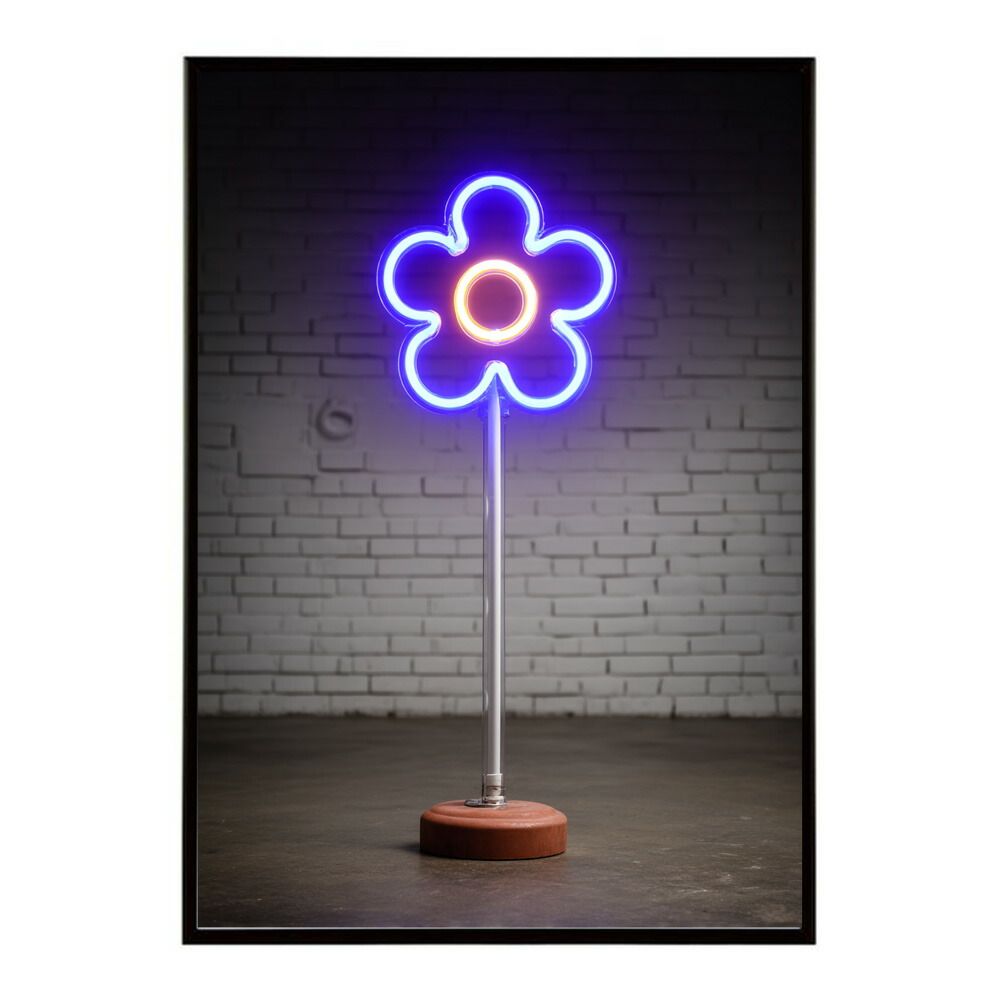 【A2サイズ（約42x59cm）】【lm-poster-4609】【フレーム付き】ネオン 光 光彩 ライト ネオン管 カラフル サイバー 電飾 カフェ バー ポスター イラスト