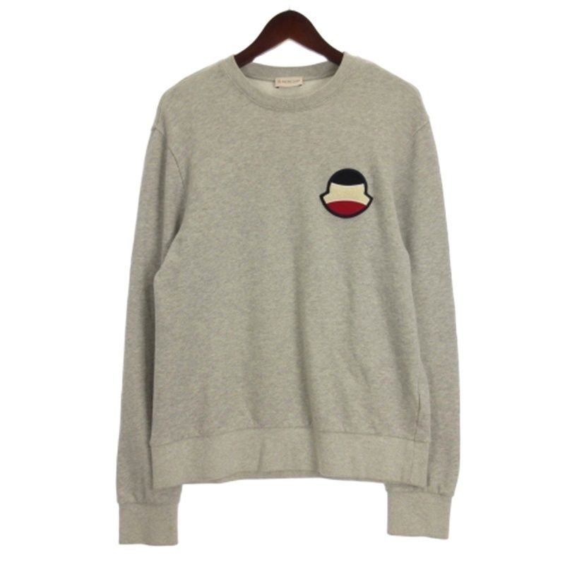 【中古】モンクレール MONCLER ロゴ ワッペン トレーナー スウェット F10918G70800 グレー M メンズ モンクレール MONCLER ロゴ ワッペン トレーナー スウェット