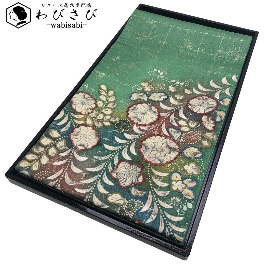 ☆ 袋帯 作家物 美しい辻が花模様 金通し 草緑色 O-3245 袋帯 作家物 美しい辻が花模様 金通し 草緑色 O-3245 - メルカリ