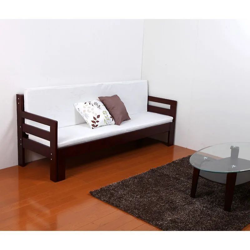 マットレス付 天然木製 すのこソファベッド 幅204 cm すのこベッド ソファベッド 木製ベッド 簡易ベッド 来客用ベッド