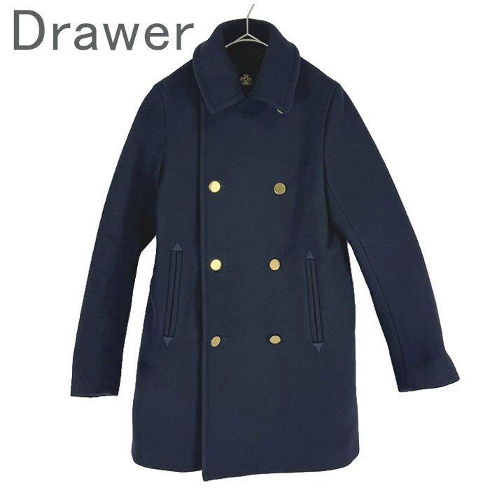 Drawer ドゥロワー ウールコート ネイビー 金ボタン ダブル