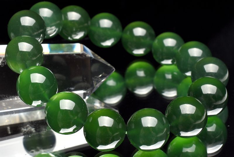 １点物 とろみグリーン サーペンティン 14.5 mm ブレスレット パワーストーン 天然石 _U 8403