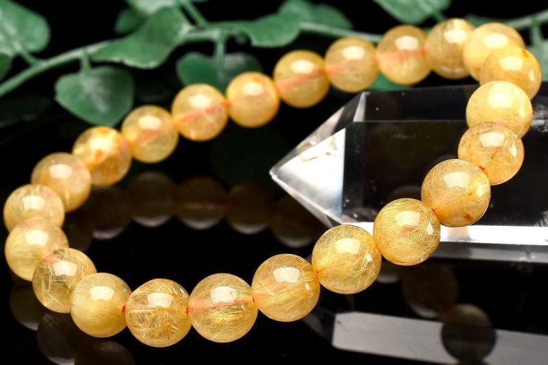 1点物】黄金の輝き ゴールドタイチンルチルクォーツ 8mm ブレスレット