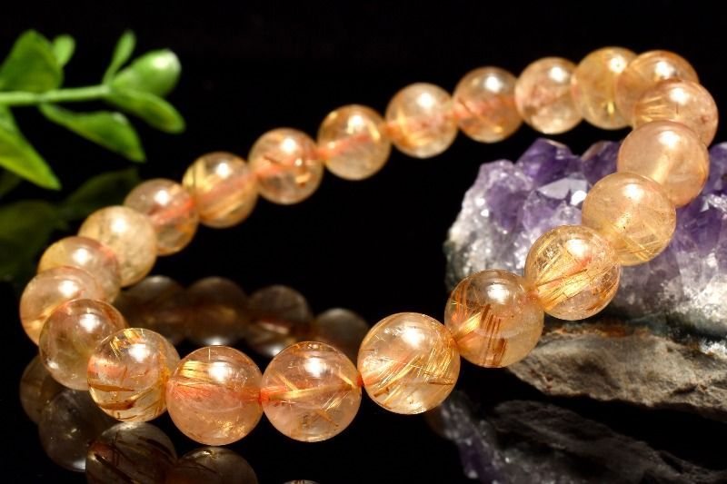 1点物】黄金の輝き タイチンルチルクォーツ 8.5mm ブレスレット