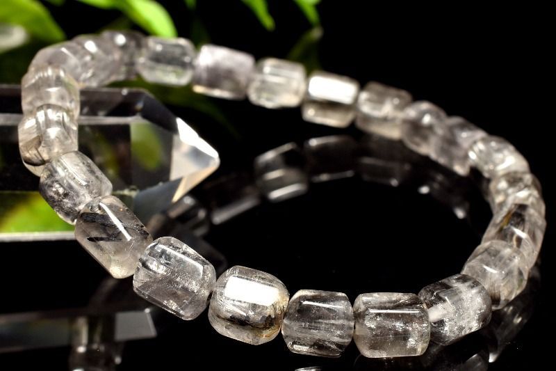  １点物 AA 形状 ブラックプラチナタイチンルチルクォーツ 6 9 x 7 5 mm チューブカット ブレスレット パワーストーン 天然石 _MC 2819 ブレスレット バングル アクセサリー