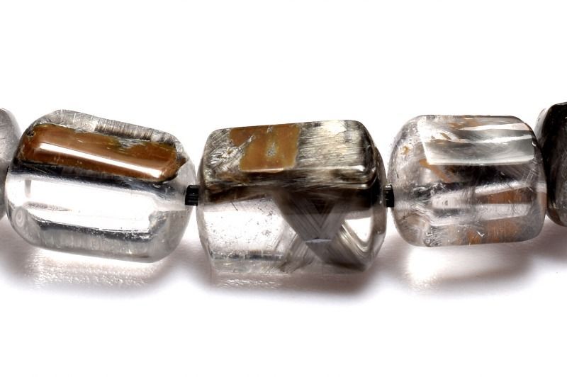１点物 AAA ブルッカイト入り ブラックプラチナタイチンルチルクォーツ 6-7.5 x 5.5-6 mm チューブカット ブレスレット パワーストーン 天然石 _MC 2866