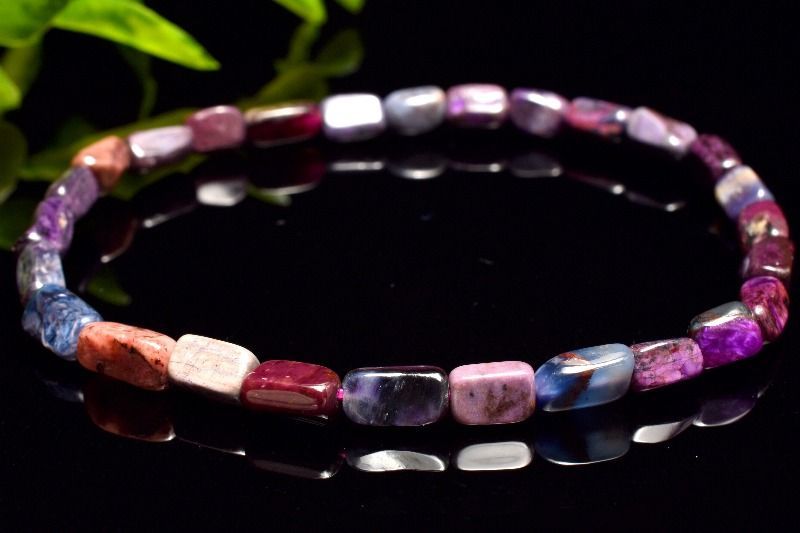 １点物 AAA 高発色パープル スギライト 杉石 5 8 x 4 mm ミニタンブル ブレスレット パワーストーン 天然石 _MC 2871