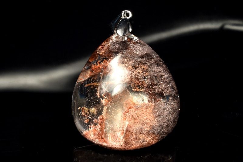 【１点物】シルバー925庭園風景 ガーデンクォーツ　27x24mm　ドロップ ペンダントトップ パワーストーン 天然石 _PC8254