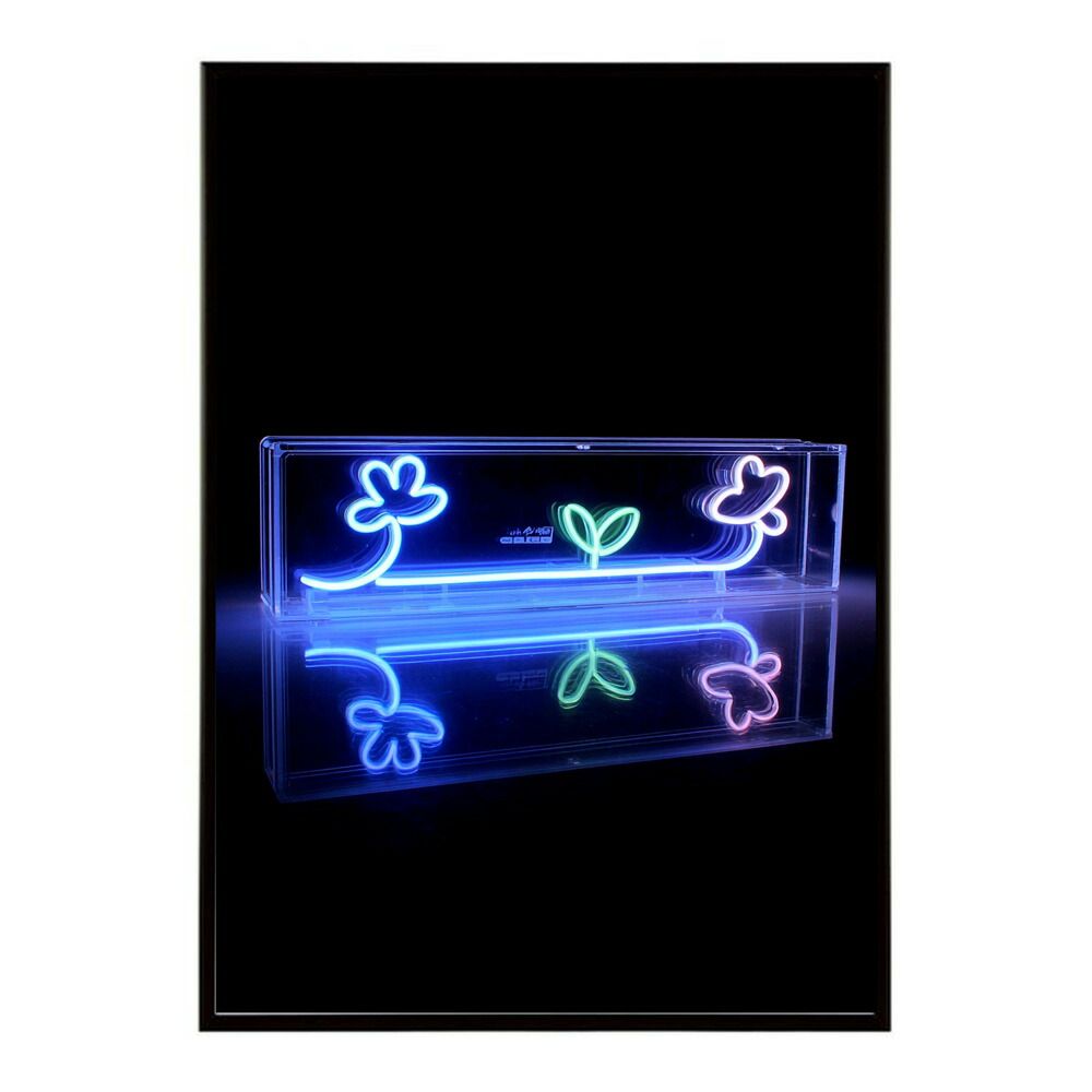 【A4サイズ（約21x30cm）】【lm-poster-4670】【フレーム付き】ネオン 光 光彩 ライト ネオン管 カラフル サイバー 電飾 カフェ バー ポスター イラスト