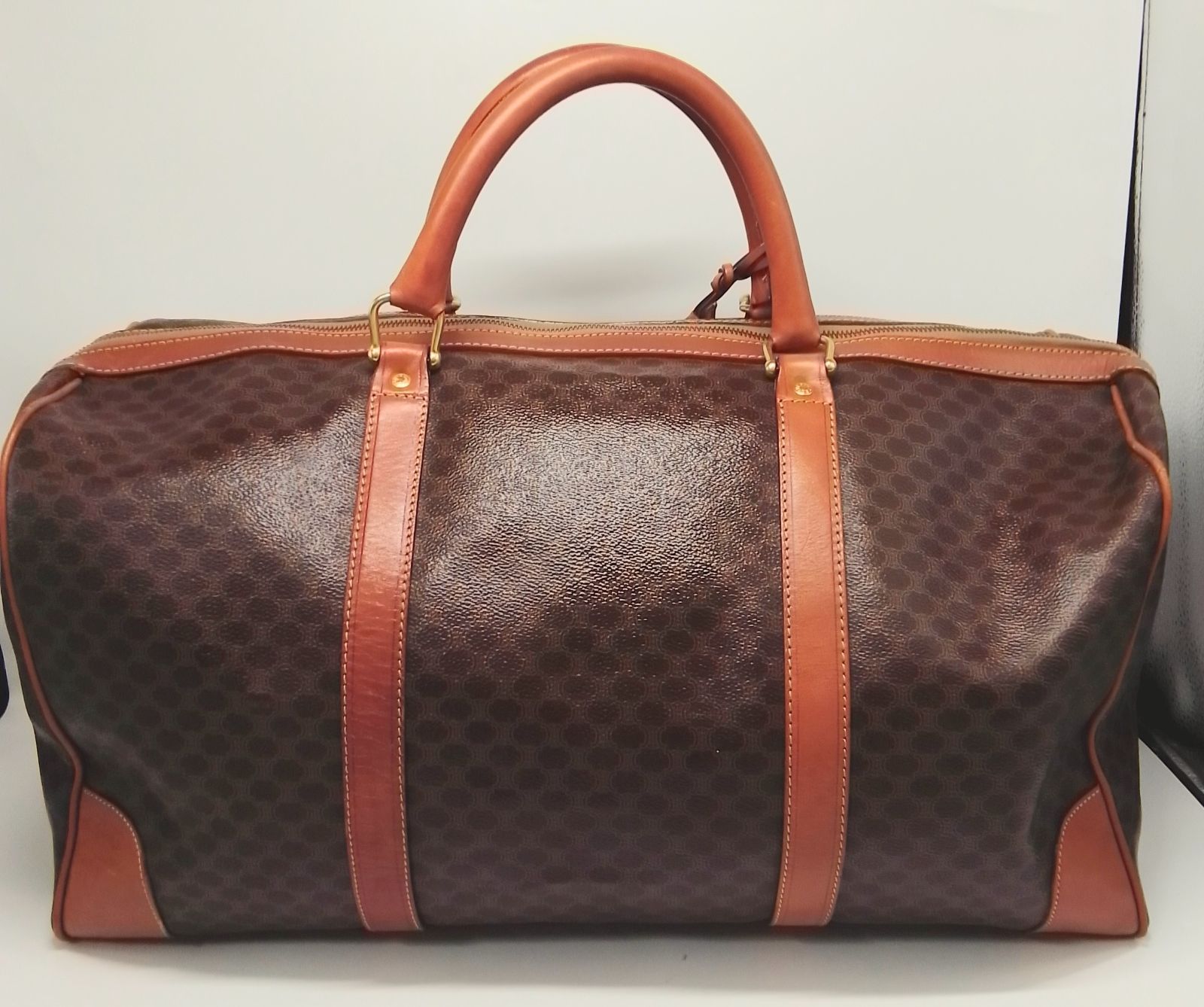 APV 02 セリーヌ マカダム ボストンバッグ カデナ-クロシェット付き トリオンフ ゴールド金具