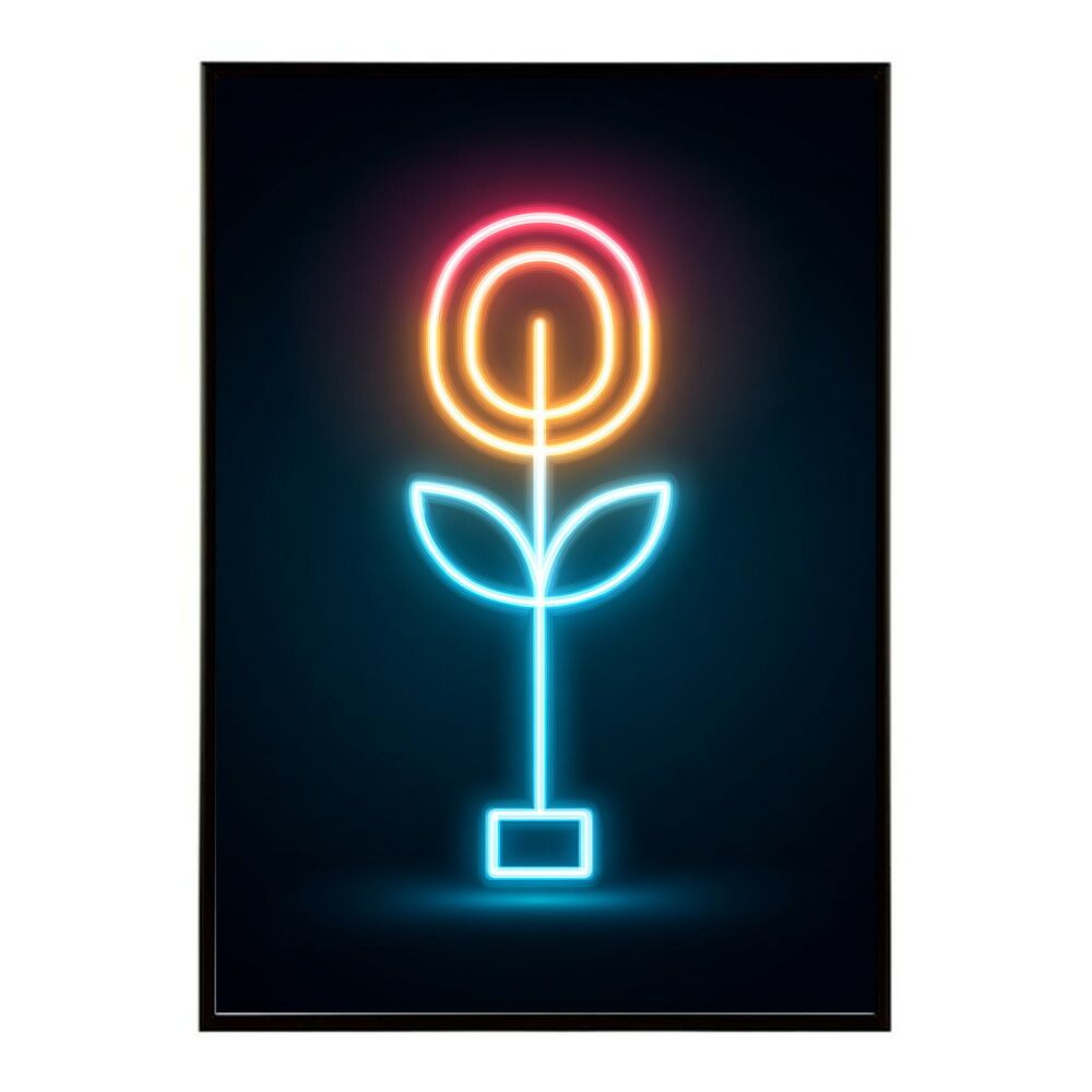 【B4サイズ（約25x36cm）】【lm-poster-4690】【フレーム付き】ネオン 光 光彩 ライト ネオン管 カラフル サイバー 電飾 カフェ バー ポスター イラスト