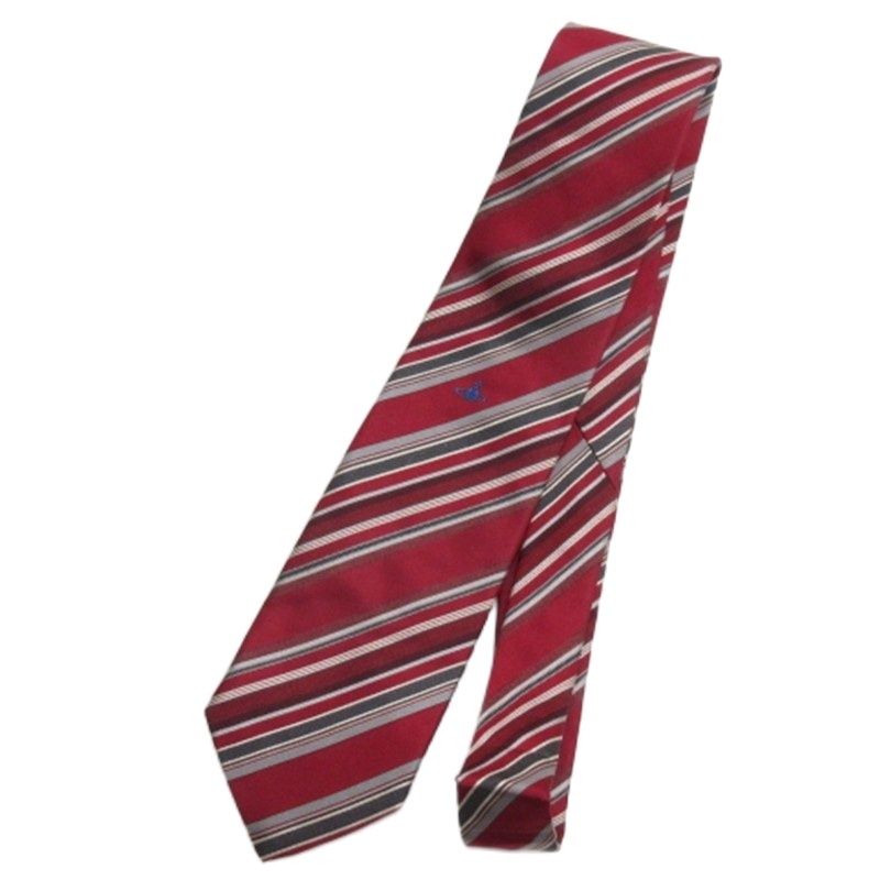 人気 Vivienne Westwood ネクタイ ストライプ オーブ柄　赤 人気 Vivienne Westwood ネクタイ ストライプ オーブ柄 赤