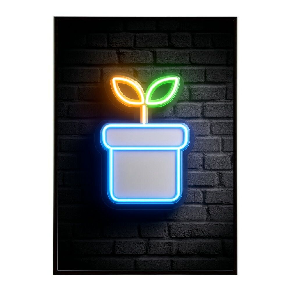 【B4サイズ（約25x36cm）】【lm-poster-4696】【フレーム付き】ネオン 光 光彩 ライト ネオン管 カラフル サイバー 電飾 カフェ バー ポスター イラスト