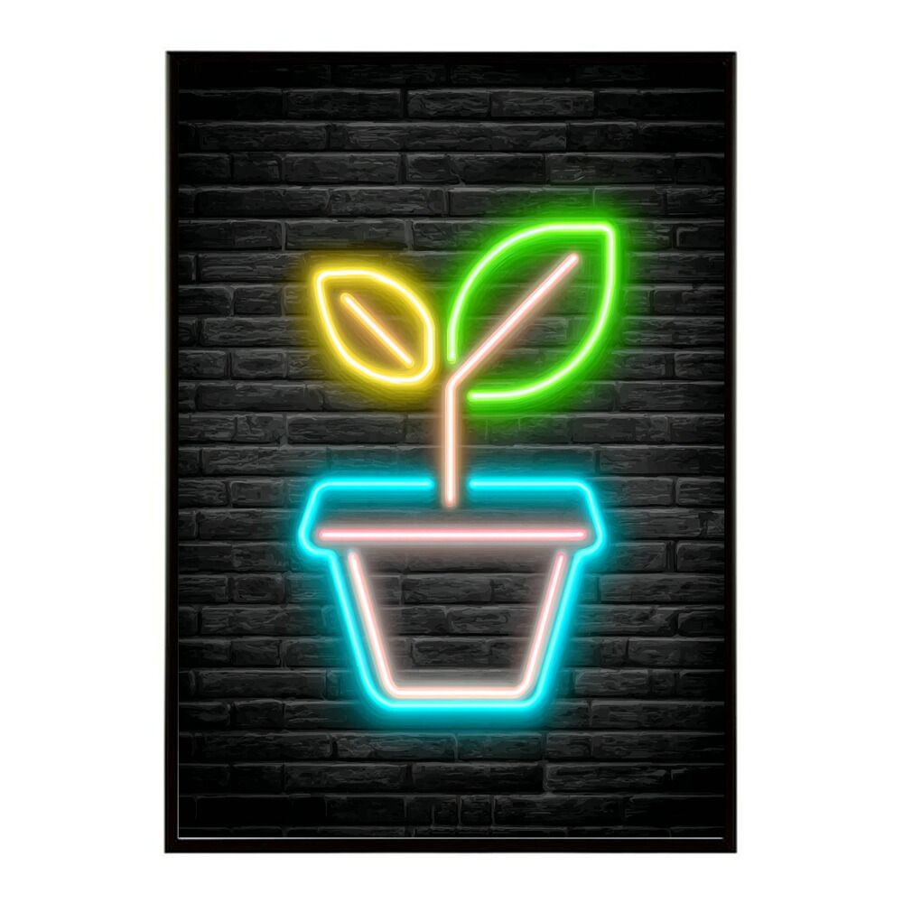 【A4サイズ（約21x30cm）】【lm-poster-4706】【フレーム付き】ネオン 光 光彩 ライト ネオン管 カラフル サイバー 電飾 カフェ バー ポスター イラスト