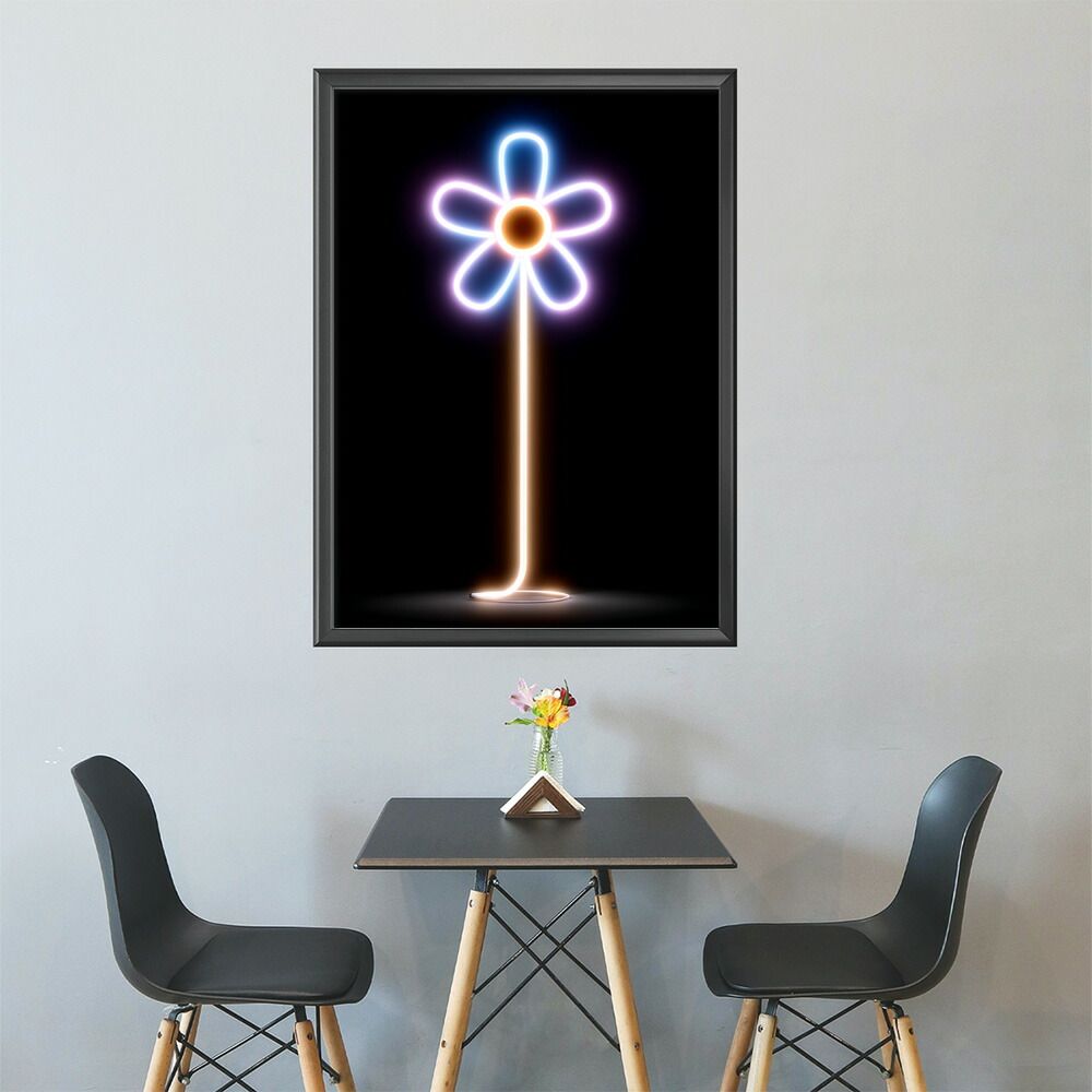 【A4サイズ（約21x30cm）】【lm-poster-4710】【フレーム付き】ネオン 光 光彩 ライト ネオン管 カラフル サイバー 電飾 カフェ バー ポスター イラスト