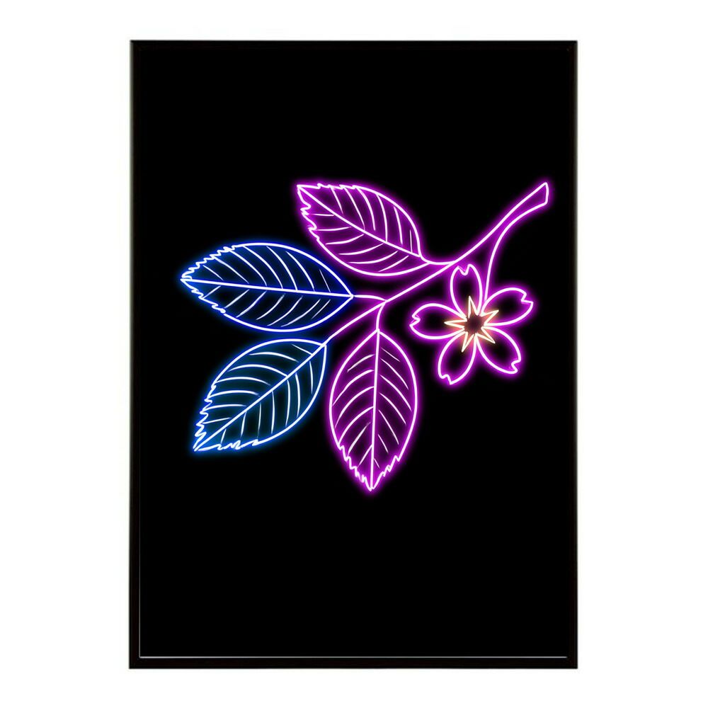 【A2サイズ（約42x59cm）】【lm-poster-4713】【フレーム付き】ネオン 光 光彩 ライト ネオン管 カラフル サイバー 電飾 カフェ バー ポスター イラスト