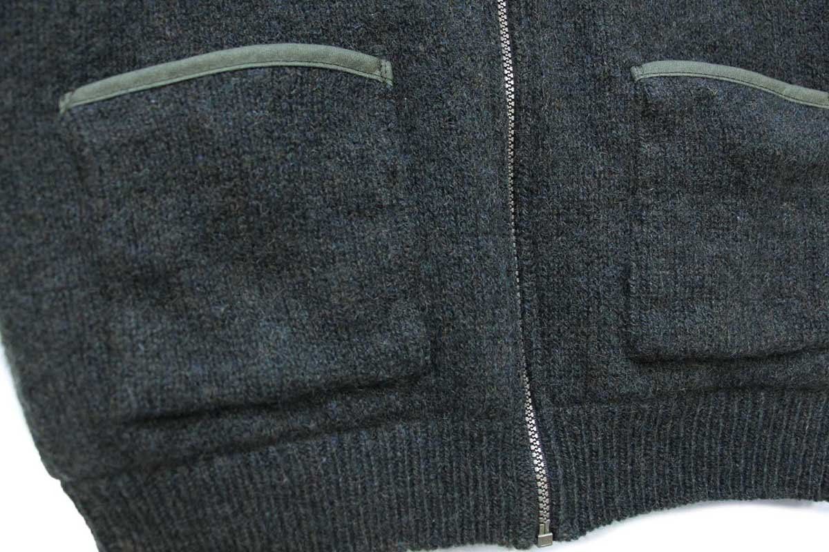 90 s L Bean パチポケ フリースライナー フルジップ ウールニット ベスト グリーン ビンテージ アウトドア コマンドセーター ベスト トップス メンズ