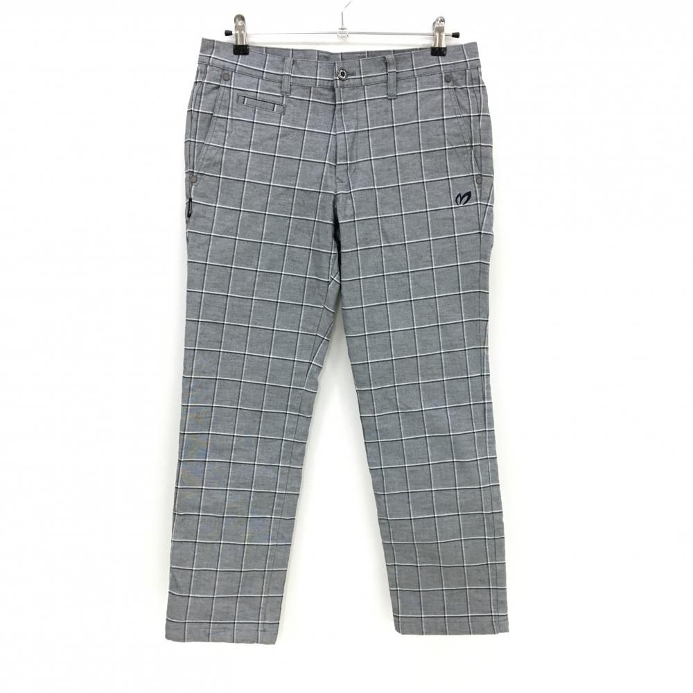 マスターバニー パンツ グレー系×黒 格子柄 蓄熱裏地 ロゴ刺しゅう メンズ 5 L ゴルフウェア MASTER BUNNY EDITION