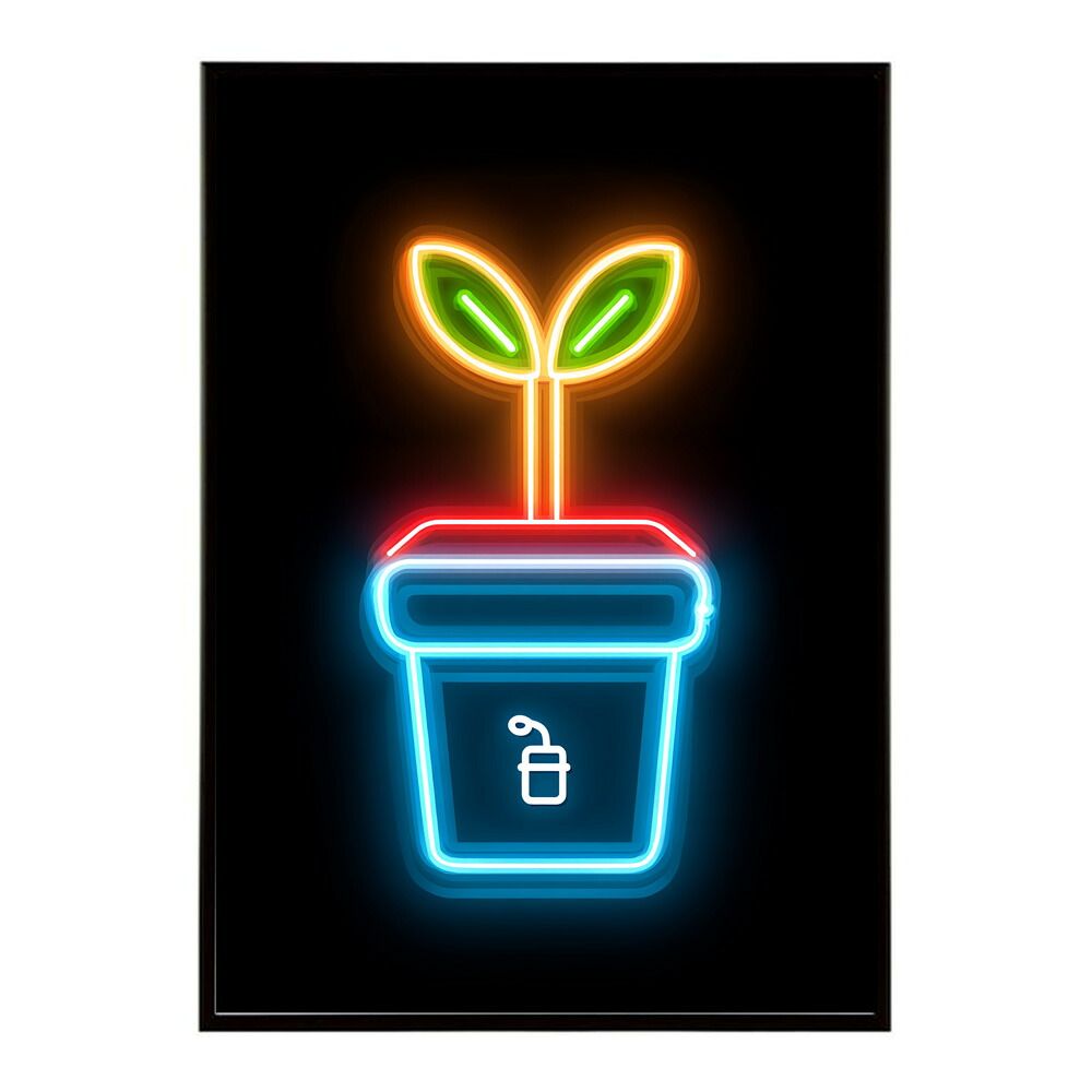 【A4サイズ（約21x30cm）】【lm-poster-4737】【フレーム付き】ネオン 光 光彩 ライト ネオン管 カラフル サイバー 電飾 カフェ バー ポスター イラスト