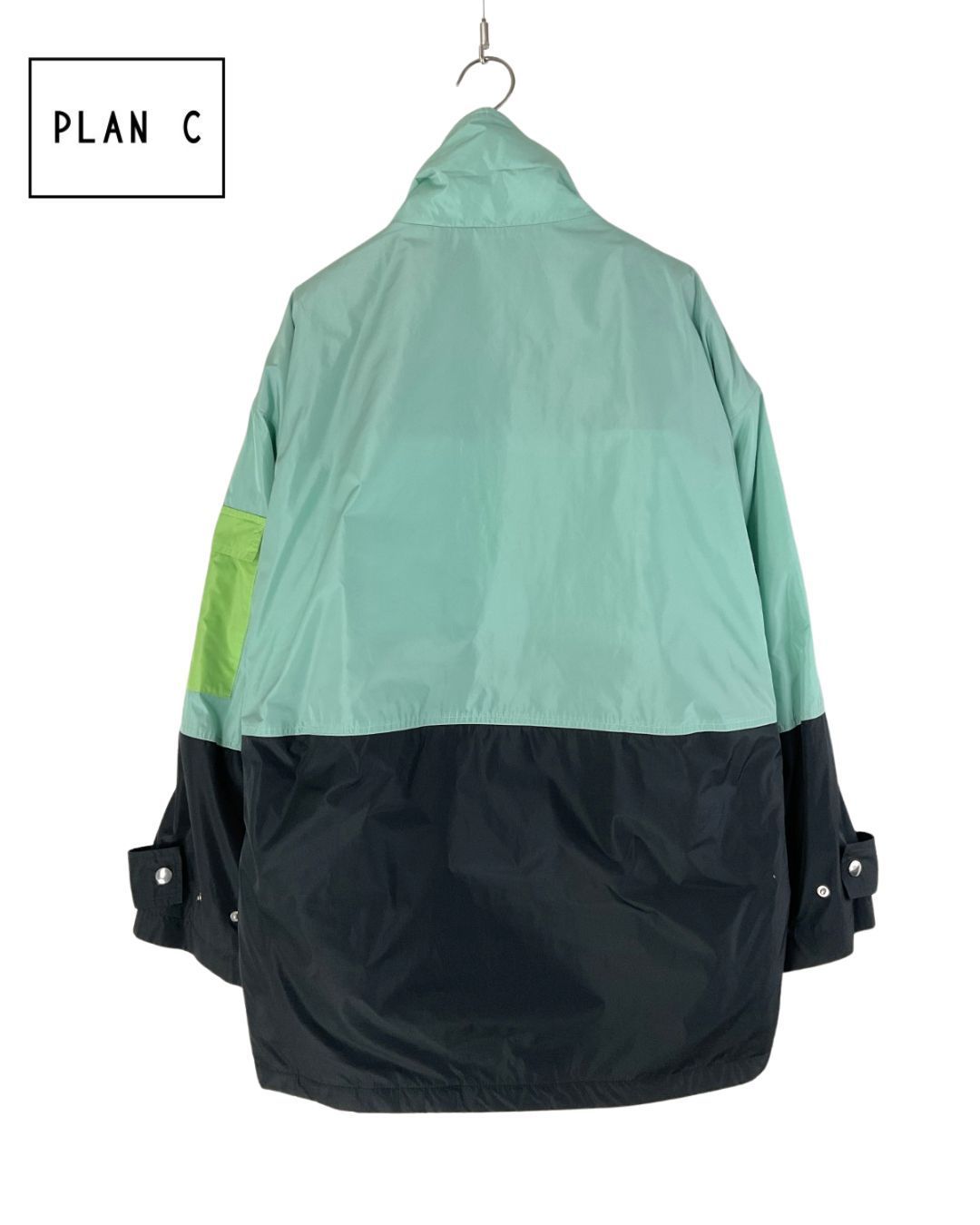 PLAN C プランシー 切り替え中綿ミリタリーブルゾン 38 ターコイズ×ブラック げ交渉