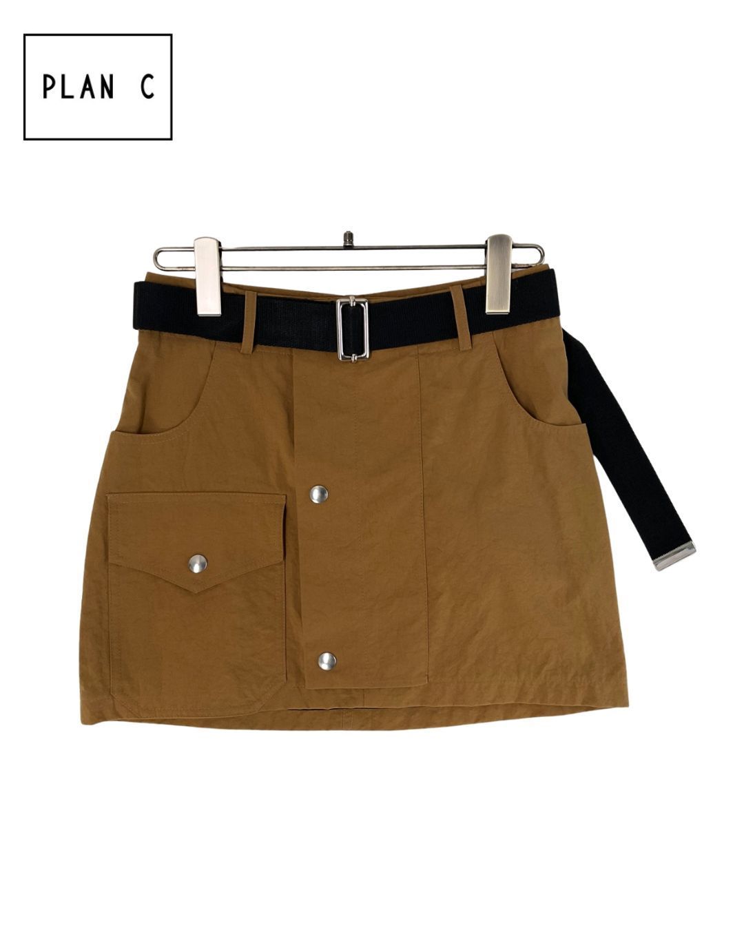 PLAN C プランシー フロント切り替えミニスカート 36 ブラウン げ交渉