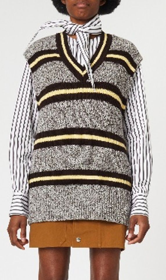 未使用 PLAN C プランシー Vネックボーダーウールニットベスト 40