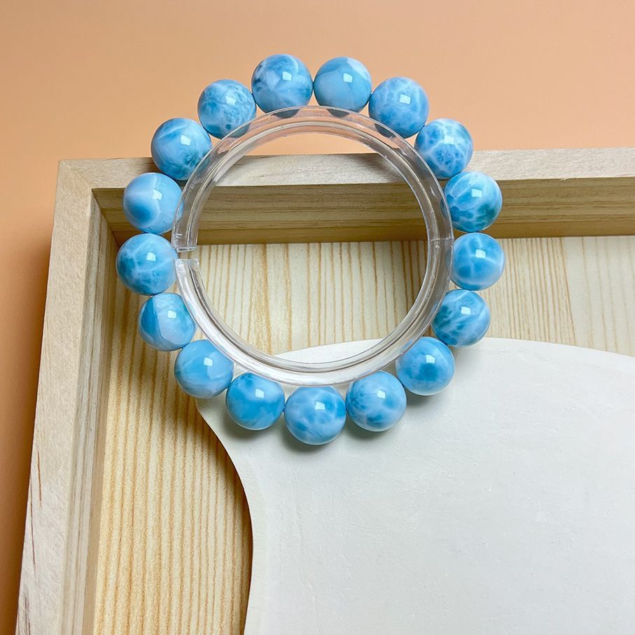 【ドミニカ産ラリマー】ブレスレット 12〜13㎜ 希少 天然石 癒し 海の宝石 ドミニカ産ラリマー】ブレスレット 12〜13㎜ 希少 天然石 癒し 海の宝石