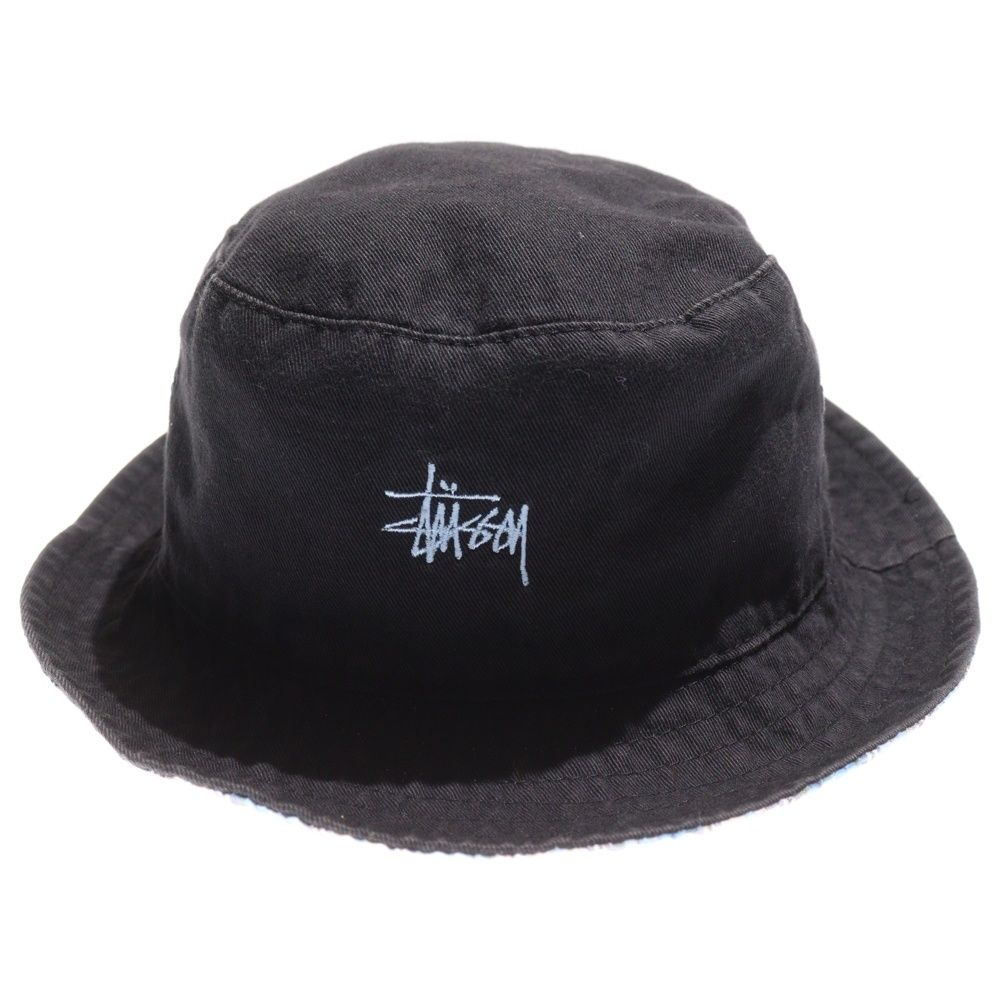 STUSSY (ステューシー) 90s old ロゴ刺繍 バケットハット 裏地チェック