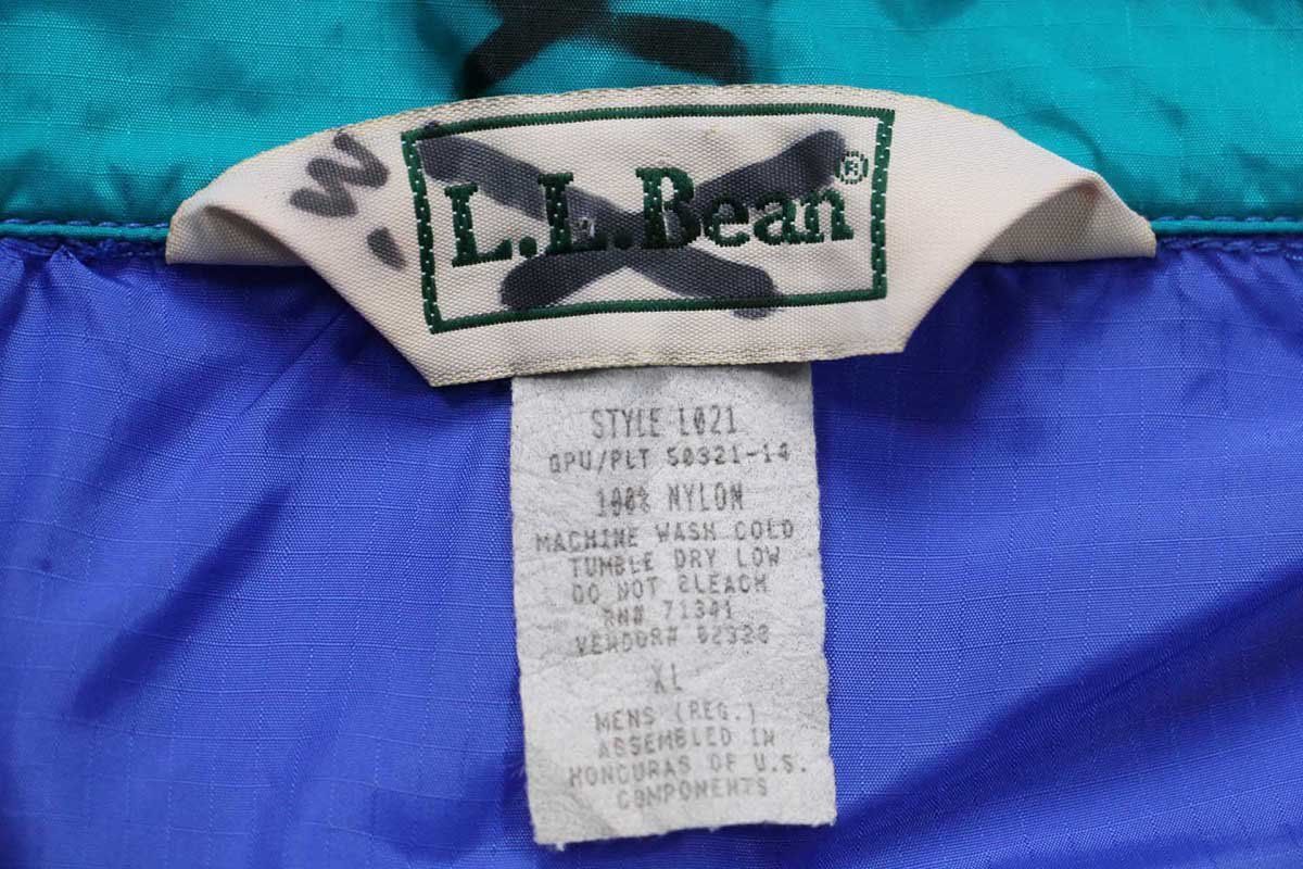 90s L.L.Bean ハーフジップ プルオーバー ナイロンジャケット 青 XL 