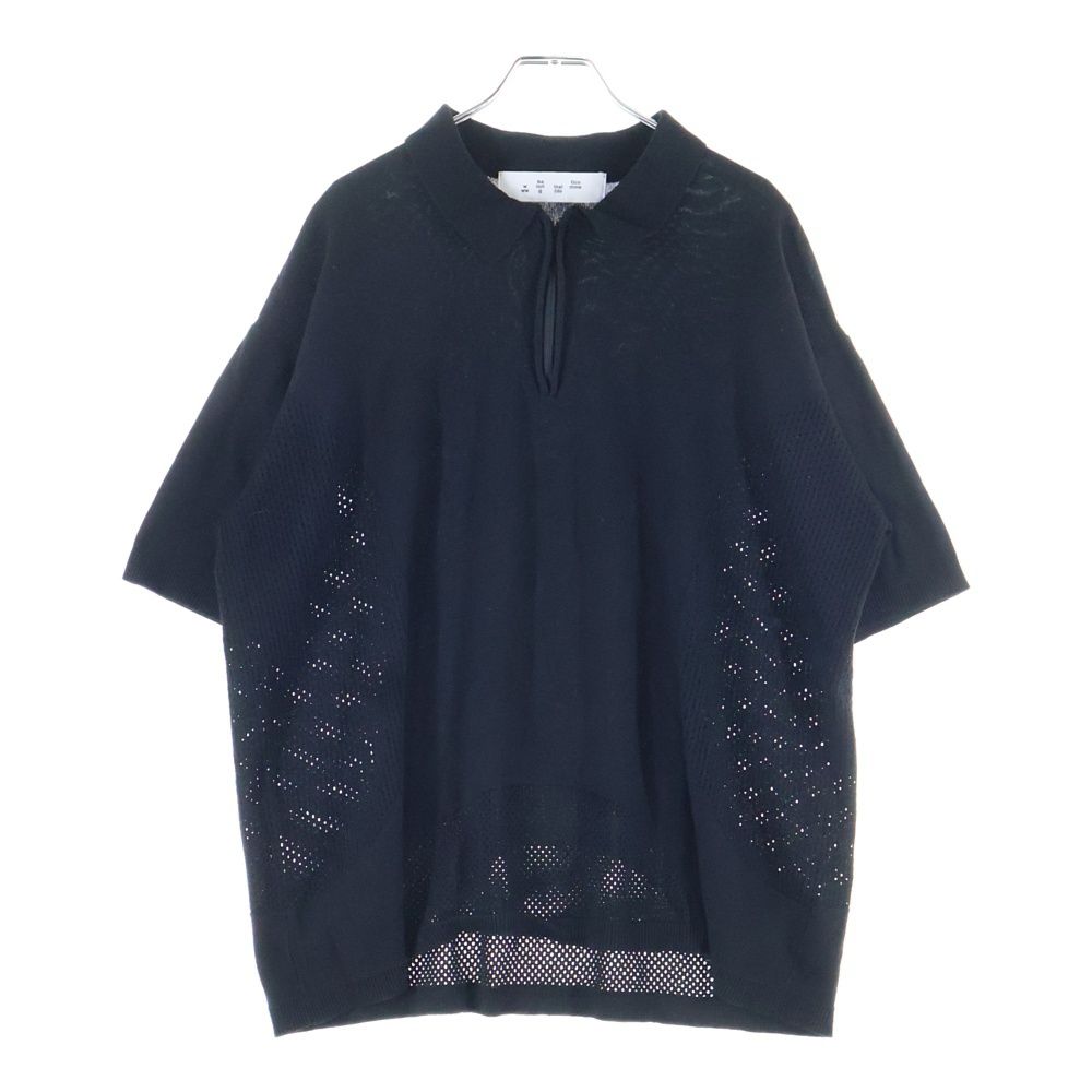 bal (バル) メッシュ ハーフジップアップ半袖カットソー ブラック