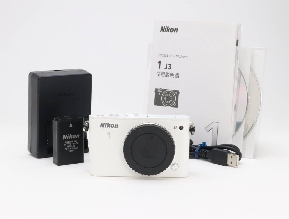 C 実用品 Nikon ニコン 1 J 3 ボディ ホワイト シャッター回数7 890 初期不良 対応 111 228