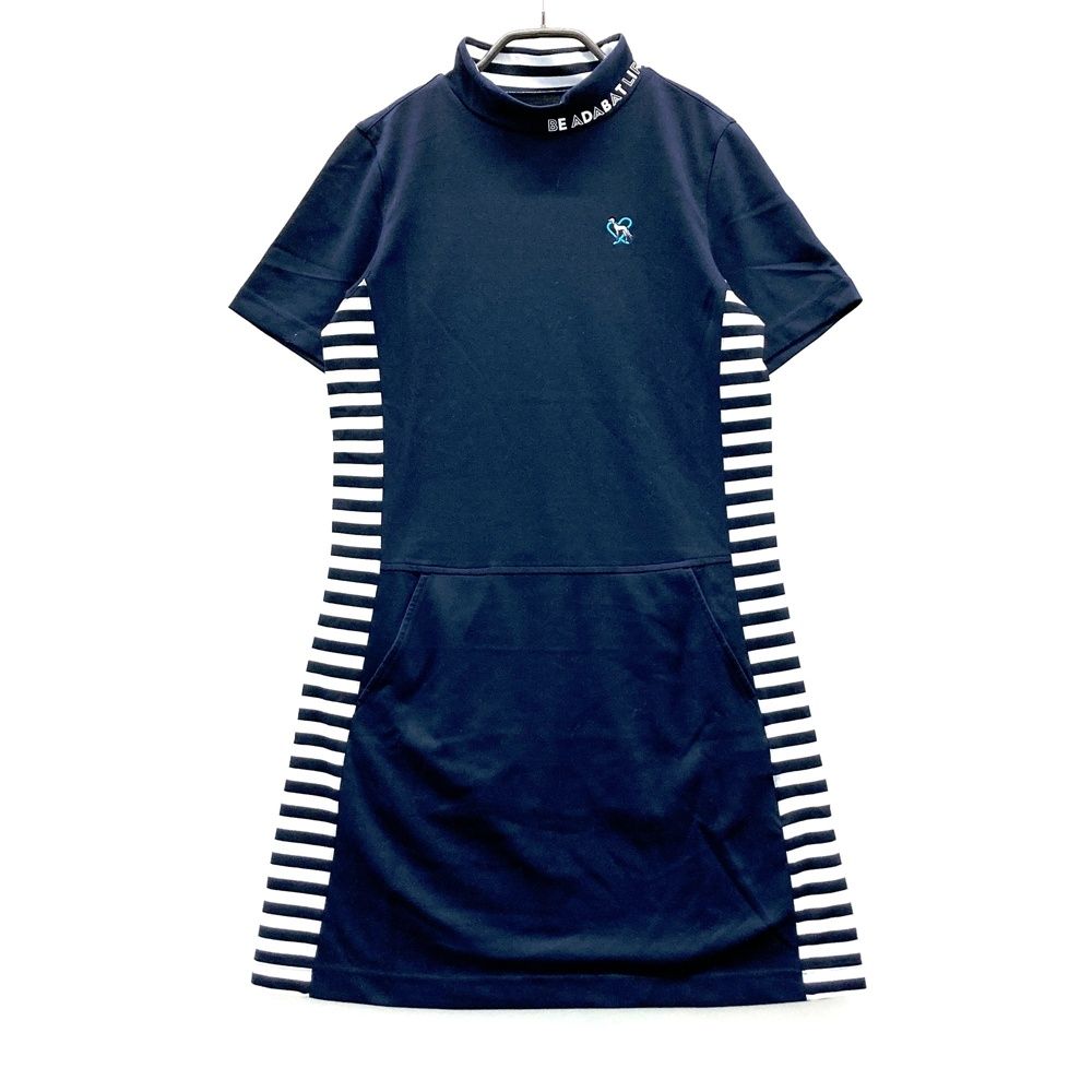 サイズ：36 ADABAT アダバット ハイネック 半袖ワンピース ボーダー柄