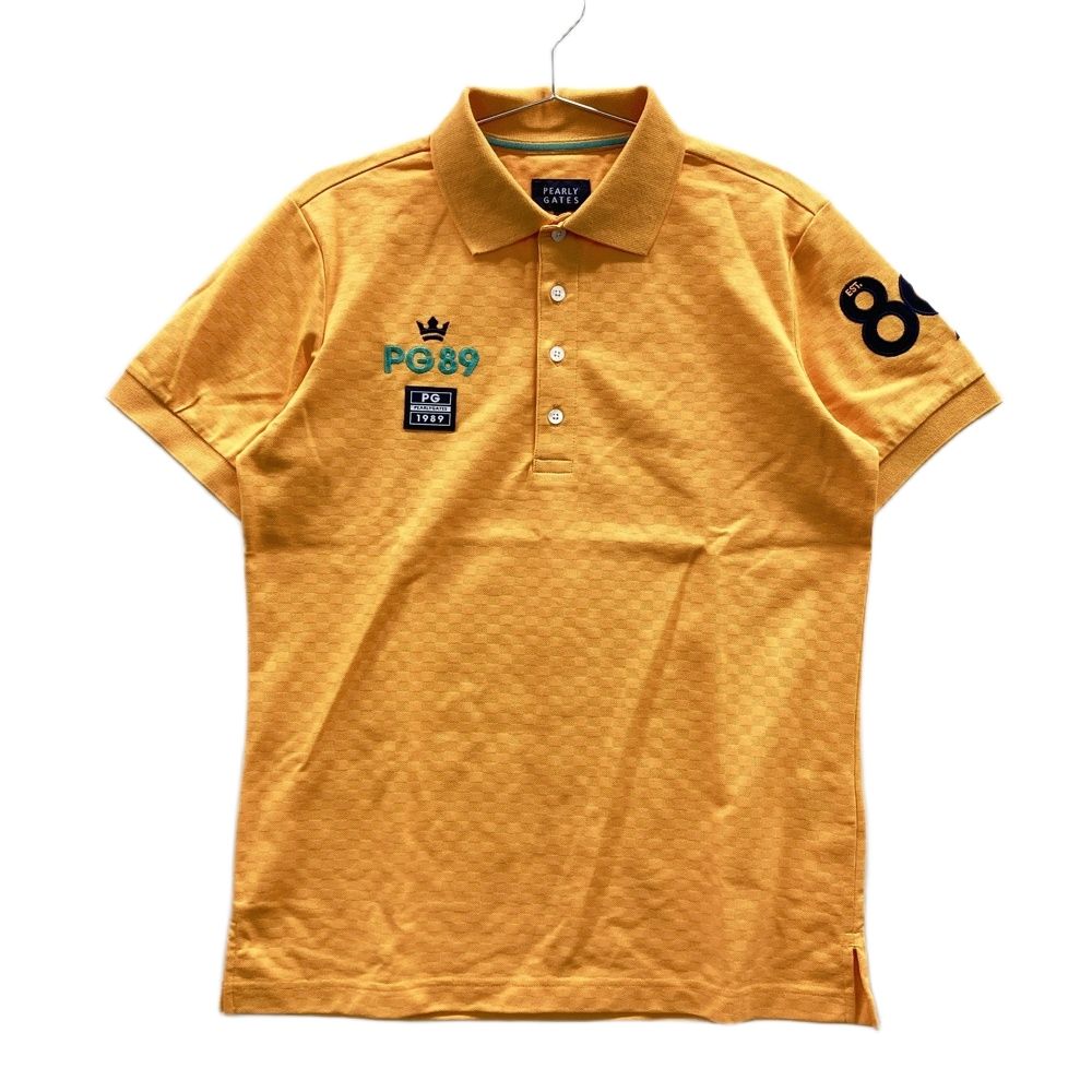 サイズ 4 PEARLY GATES パーリーゲイツ 半袖ポロシャツ チェッカー柄 オレンジ系 ゴルフウェア メンズ ストスト