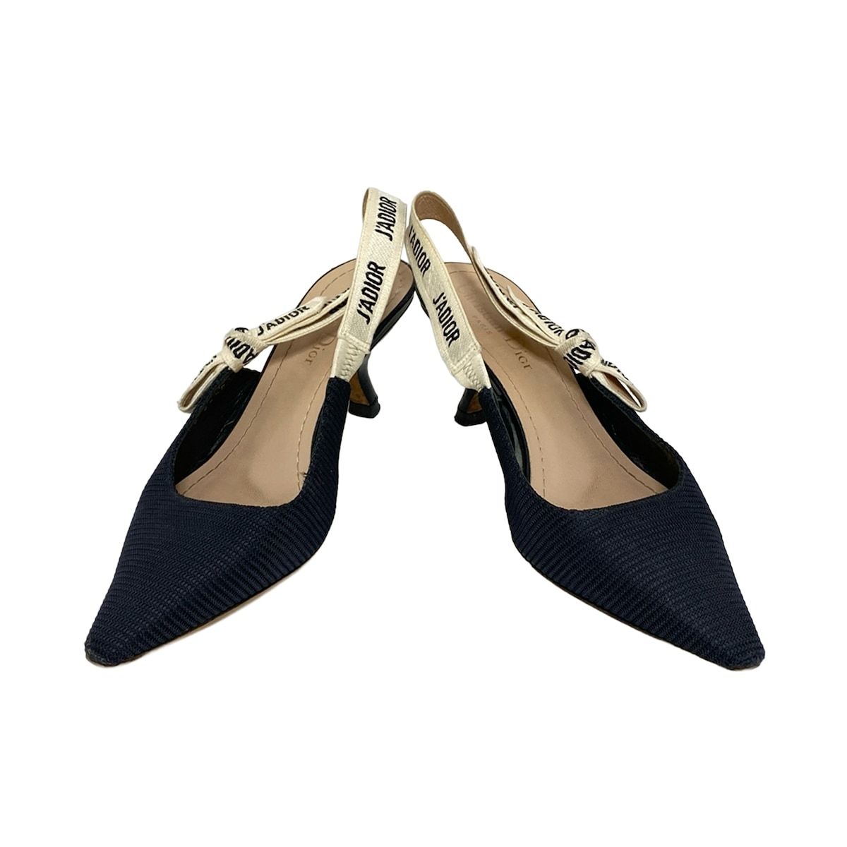 DIOR ChristianDior ディオール クリスチャンディオール サンダル 361 2 D レディース スリングバック 黒×白 J ADIOR アウトソール張替済