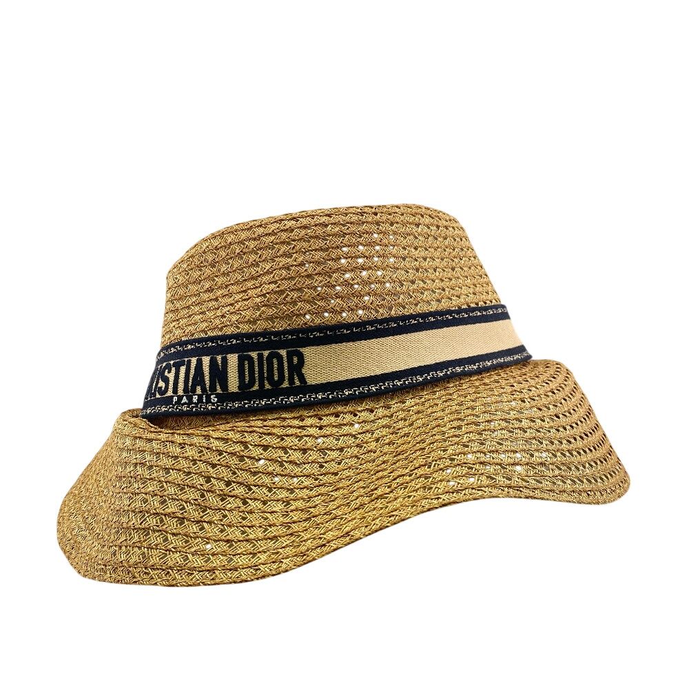 Christian Dior クリスチャンディオール _C 160 麦わら帽子 D-Bobby ワイドブリム ハット ベージュ ユニセックス