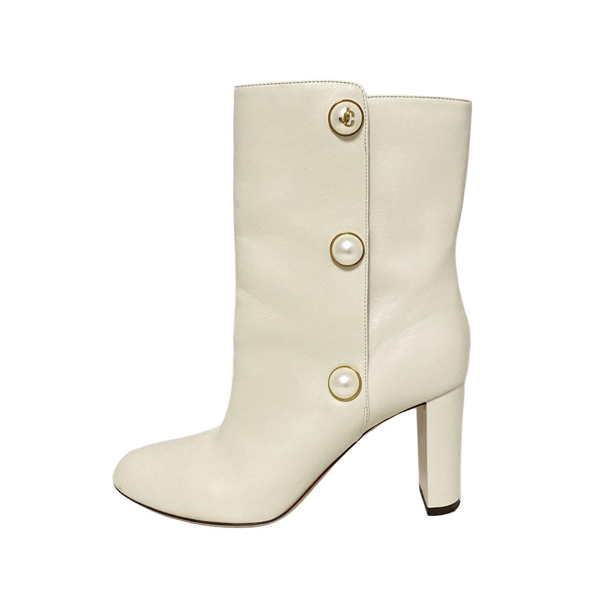 JIMMY CHOO ジミーチュウ ショートブーツ 371 2 レディース 白 レザー
