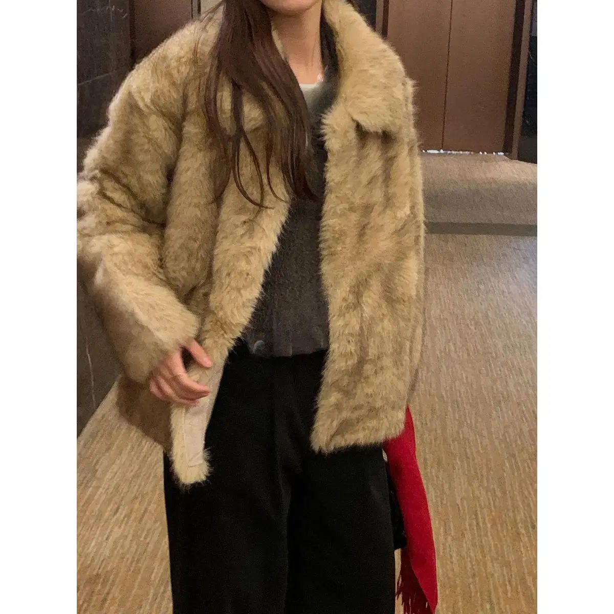 103 フック KARA カラ ファージャケット - ブラウン